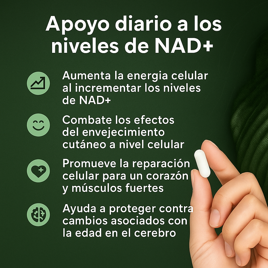 NAD+Revive Energía Celular + Resveratrol Antiedad en una Sola Fórmula