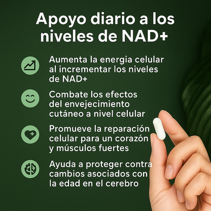 NAD+Revive Energía Celular + Resveratrol Antiedad en una Sola Fórmula